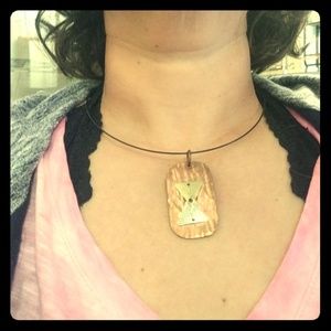 Copper pendant collar necklace